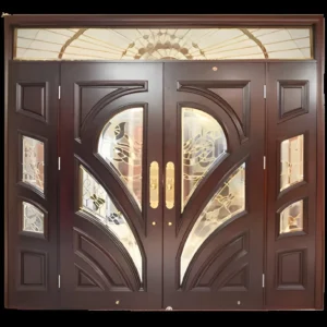 Custom Hand Made Double Entrance Door with Sidelights and Transom Solid Wood