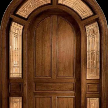 Custom Hand Made Single Entrance Door With Transom and Sidelights Solid Wood