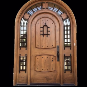 Custom Hand Made Single Entrance Door with transom and sidelights solid wood