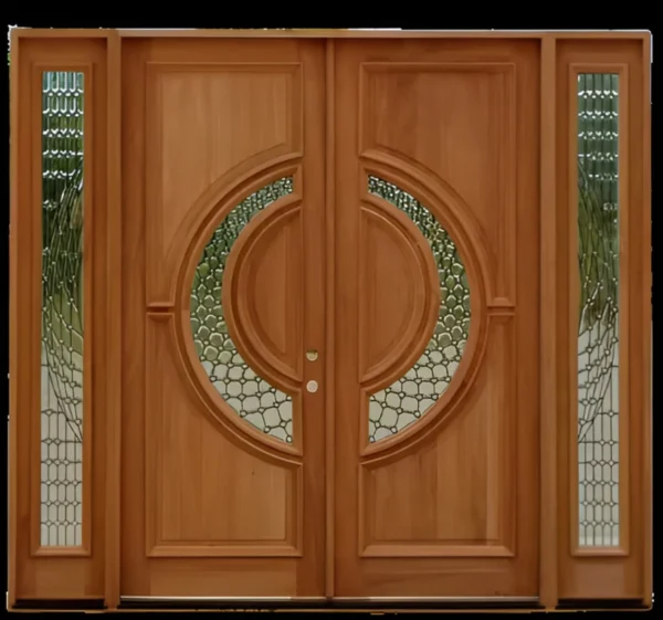 Custom Hand Made Single Entrance Door with transom and sidelights solid wood
