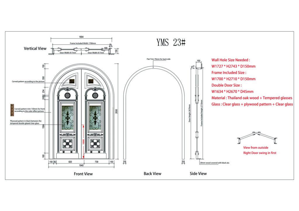 Custom Front Door and Frame Project - Drawings project view