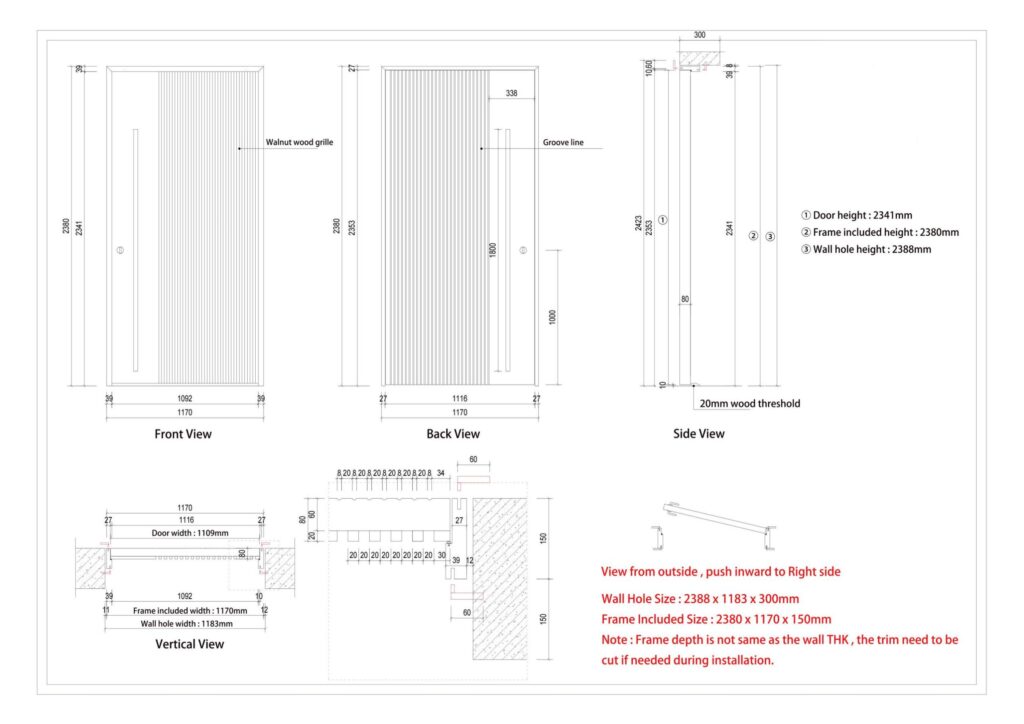 Block Pattern Exterior Entry Door - Drawings project view