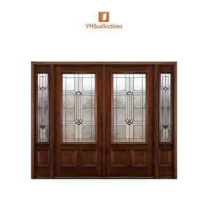 Barcelona Boulevard Double Front Door with Sidelights on a white YMS Collections catalog background