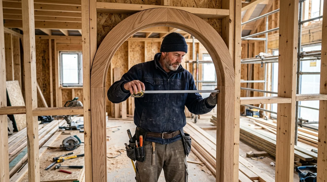Carpenter Measuring Custom Exterior Door Frame Opening Project