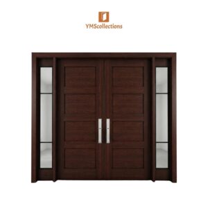 Double Front Door with Clear Glass Sidelights on a white YMS Collections catalog background