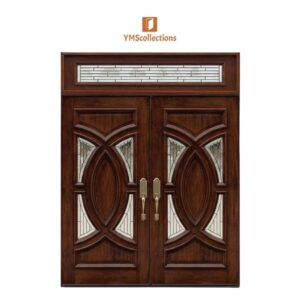 Double Front Door with Stained Glass Transom on a white YMS Collections catalog background