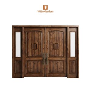 Gothic Cathedral Double Front Door with Sidelights on a white YMS Collections catalog background