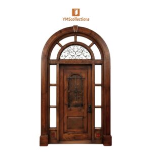 Industrial Chic Front Door with Arched Transom on a white YMS Collections catalog background