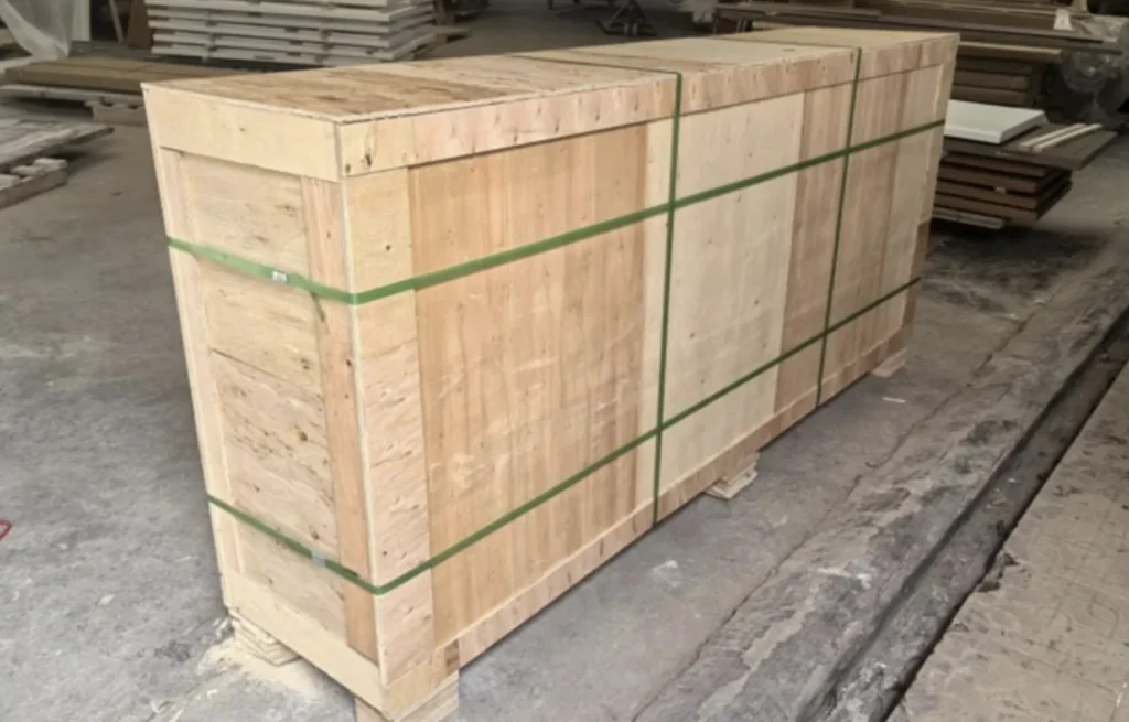 Custom door prepared for shipping