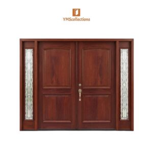 Plain Double Front Door with Patina Glass Sidelights on a white YMS Collections catalog background