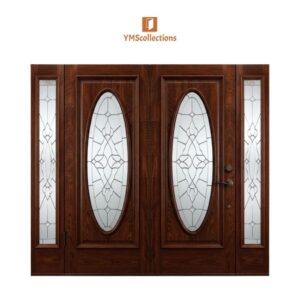 Prague Panorama Double Front Door with Oval Glass on a white YMS Collections catalog background