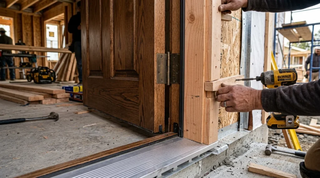Prehung Wood Exterior Door Frame Threshold Installation