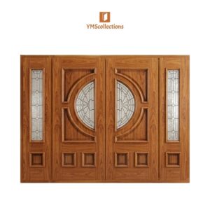 Tudor Trellis Double Front Door with Sidelights on a white YMS Collections catalog background