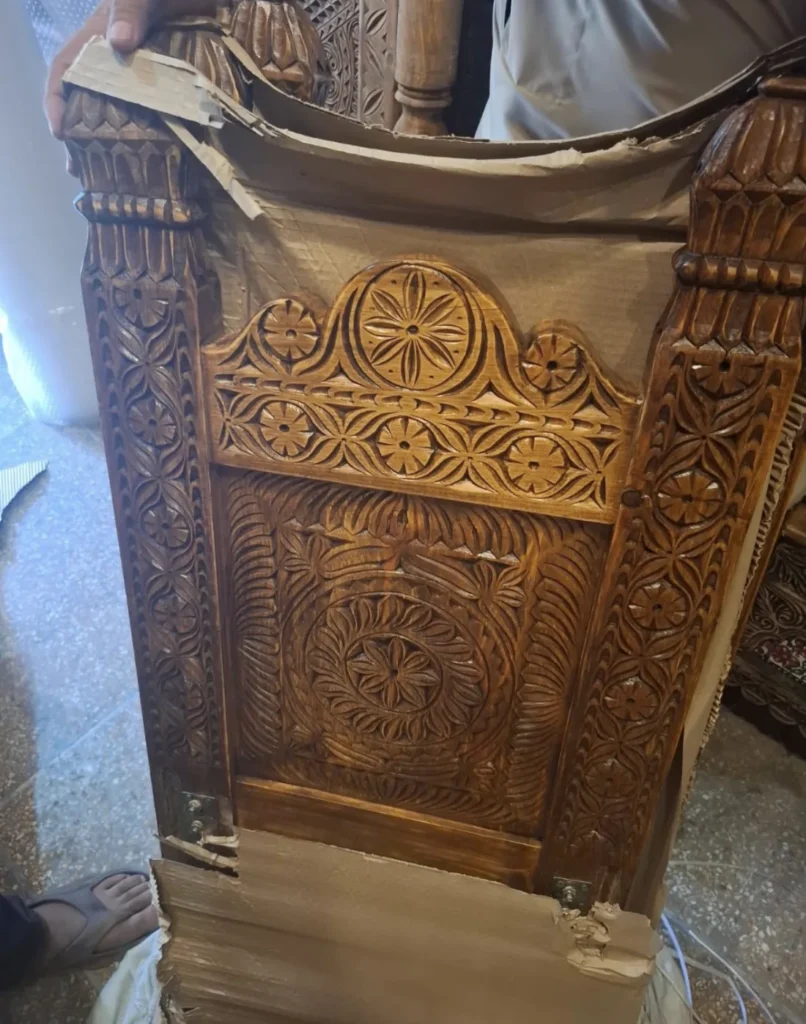 Custom wooden furniture during production